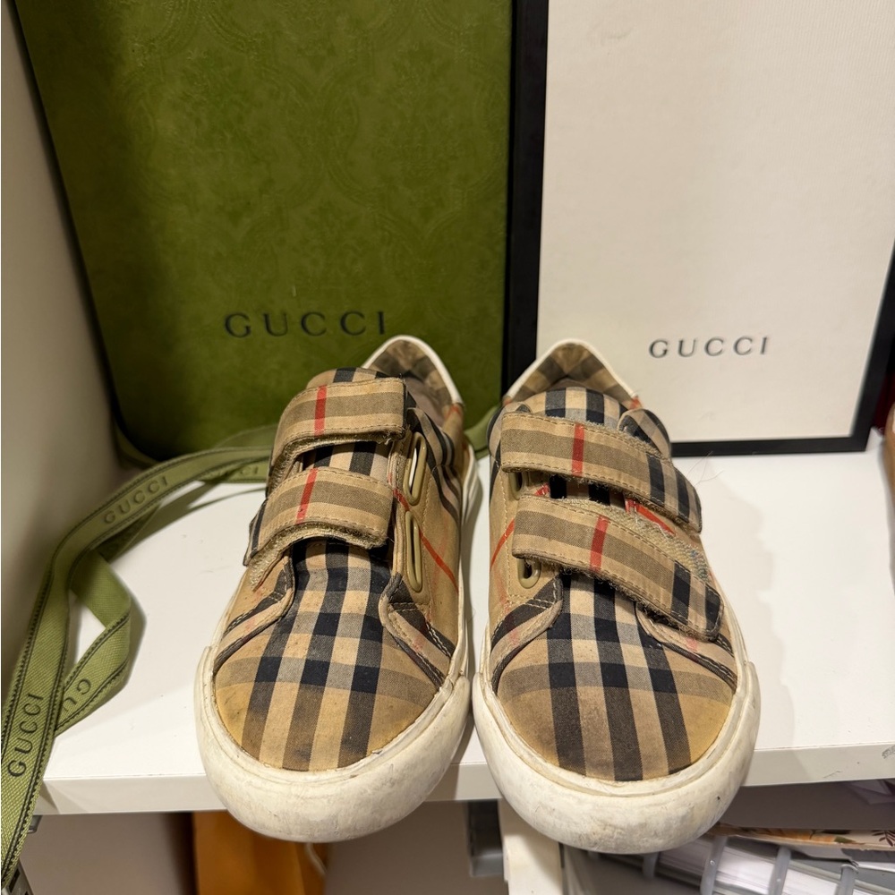 Authentic Kids Checkered Sneakers - Beige and Black